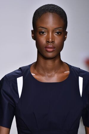 NEW YORK, NY - JULY 11: A model walks the runway at the Carlos Campos show during NYFW Mens Spring Summer 2018 at Skylight Clarkson Sq on July 11, 2017 in New York City.のeditorial素材