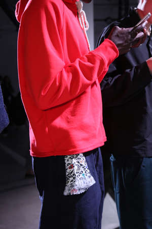 NEW YORK, NY - JULY 11: Models pose during the Death To Tennis presentation during NYFW: Men's July 2017 at Skylight Clarkson Sq on July 11, 2017 in New York City.のeditorial素材