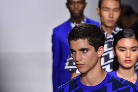 NEW YORK, NY - JULY 11: Models walk the runway finale at the Carlos Campos show during NYFW Mens...