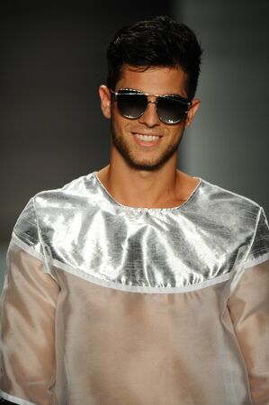 MIAMI, FL - JULY 20: A model walks the runway during the Miami International University of Arts and Design Fashion Show During Funkshion 2017 at the Funkshion tent at Miami Beach on July 20th, 2017.のeditorial素材