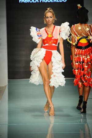 MIAMI, FL - JULY 20: A model walks the runway at McDCouture Makes A Splash At Miami Swim Week at 2100 Collins Ave. on July 20, 2017 in Miami, Florida.のeditorial素材