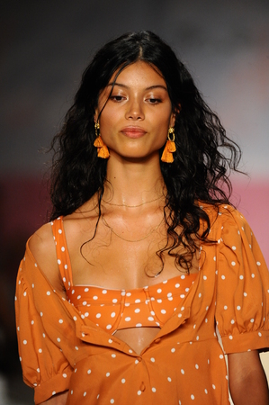 MIAMI, FL - JULY 21: A model walks the runway at the For Love And Lemons fashion show during Funkshion Swim Fashion Week at the Funkshion Tent on July 21, 2017 in Miami Beach, Florida.のeditorial素材