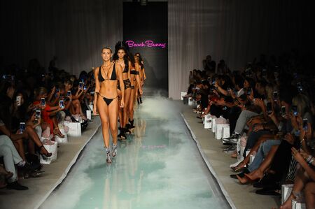 MIAMI, FL - JULY 21: Models walk the runway finale at the Beach Bunny  fashion show during Funkshion Swim Fashion Week at the Funkshion Tent on July 21, 2017 in Miami Beach, Florida.のeditorial素材