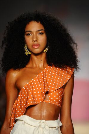 MIAMI, FL - JULY 21: A model walks the runway at the For Love And Lemons fashion show during Funkshion Swim Fashion Week at the Funkshion Tent on July 21, 2017 in Miami Beach, Florida.のeditorial素材