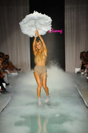 MIAMI, FL - JULY 21: A model walks the runway at the Beach Bunny  fashion show during Funkshion Swim Fashion Week at the Funkshion Tent on July 21, 2017 in Miami Beach, Florida.のeditorial素材