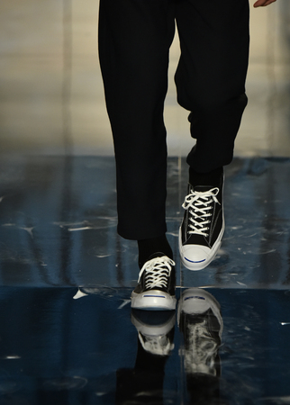 NEW YORK, NY - JULY 12: A model walks the runway at the Matiere show during NYFW: Mens  on July 12, 2017 in New York City.のeditorial素材