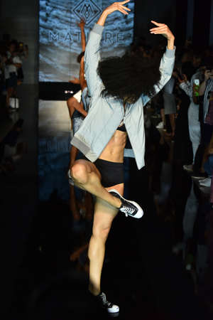 NEW YORK, NY - JULY 12:dancers perform on the runway at the Matiere show during NYFW: Mens  on July 12, 2017 in New York City.のeditorial素材