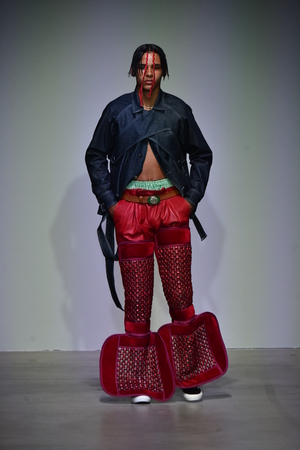 NEW YORK, NY - JULY 12: A model walks the runway at the Sanchez-Kane show during NYFW: Mens on July 12, 2017 in New York City.のeditorial素材