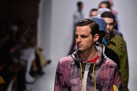 NEW YORK, NY - JULY 12: Models walk the runway finale at the Ovadia and Sons Spring 2018 Collection at Skylight Clarkson Sq on July 12, 2017 in New York City.のeditorial素材