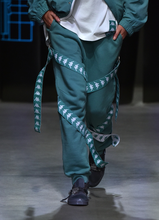 NEW YORK, NY - JULY 13: A model walks the runway at the C2H4 show during NYFW: Mens on July 13, 2017 in New York City.のeditorial素材