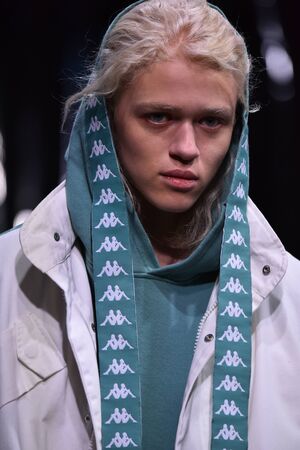 NEW YORK, NY - JULY 13: A model walks the runway at the C2H4 show during NYFW: Mens on July 13, 2017...