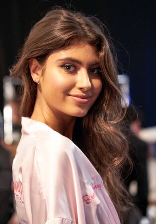 MIAMI, FL - JULY 21: A model posing backstage before the Beach Bunny fashion show during Funkshion Swim Fashion Week at the Funkshion Tent on July 21, 2017 in Miami Beach, Florida.のeditorial素材