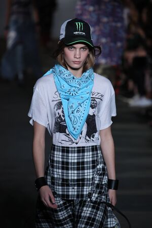 NEW YORK, NY - SEPTEMBER 06: A model walks the runway for R13 fashion show during New York Fashion Week at Pier 40 on September 6, 2017 in New York City.のeditorial素材