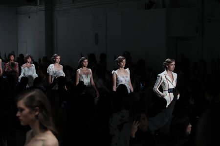 NEW YORK, NY - SEPTEMBER 07: A model walks the runway for the Brock Collection fashion show during...