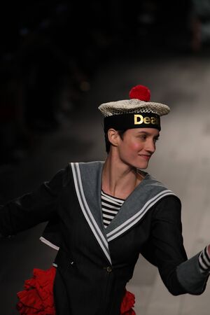 NEW YORK, NY - SEPTEMBER 07: A model walks the runway for Desigual fashion show during New York...