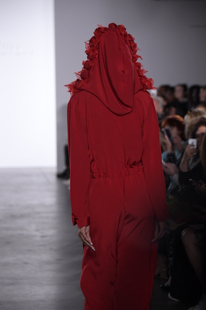 NEW YORK, NY - FEBRUARY 15: A model walks the runway for the Irina Vitjaz collection during New York Fashion Week on February 15, 2017 in New York City.のeditorial素材