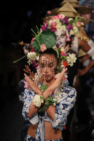 NEW YORK, NY - SEPTEMBER 07: Models walk the runway finale for Desigual fashion show during New York Fashion Week on September 7, 2017 in New York City.のeditorial素材