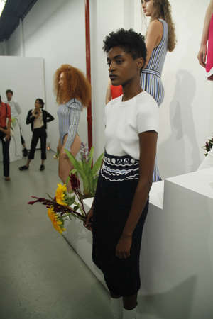 NEW YORK, NY - SEPTEMBER 06: Models pose during the PH5 Presentation during New York Fashion Week on...