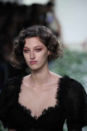 NEW YORK, NY - SEPTEMBER 07: A model walks the runway for the Brock Collection fashion show during New York Fashion Week on September 7, 2017 in New York City.のeditorial素材