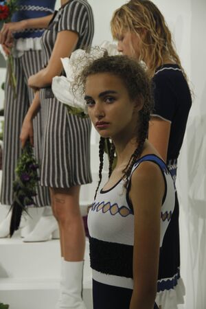 NEW YORK, NY - SEPTEMBER 06: Models pose during the PH5 Presentation during New York Fashion Week on September 6, 2017 in New York City.のeditorial素材