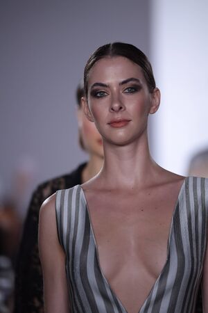 NEW YORK, NY - FEBRUARY 15: Models walk the runway finale for the Irina Vitjaz collection during New York Fashion Week on February 15, 2017 in New York City.のeditorial素材