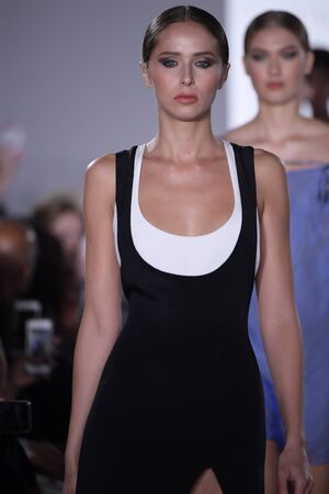 NEW YORK, NY - FEBRUARY 15: Models walk the runway finale for the Irina Vitjaz collection during New York Fashion Week on February 15, 2017 in New York City.のeditorial素材