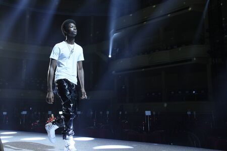 NEW YORK, NY - SEPTEMBER 09: A model walks the runway at the rehearsal before Philipp Plein fashion...