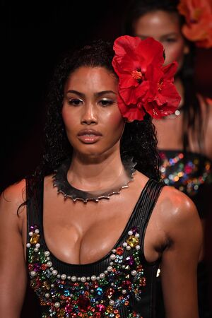 NEW YORK, NY - SEPTEMBER 12: Models walk the runway finale for The Blonds fashion show during New York Fashion Week: The Shows at Gallery 1, Skylight Clarkson Sq on September 12, 2017 in New York City.のeditorial素材
