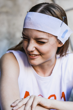 MILAN, ITALY - SEPTEMBER 20: A model is seen backstage ahead of the N.21 show during Milan Fashion Week Spring/Summer 2018on September 20, 2017 in Milan, Italy.のeditorial素材