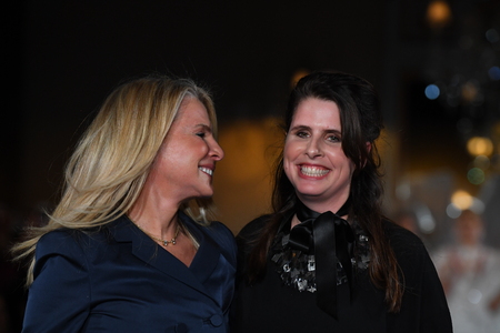 NEW YORK, NY - APRIL 12: Designer Mira Zwillinger and her daughter Lihi walks the runway during the Mira Zwillinger Spring 2019  Bridal fashion show on April 12, 2018 in New York City.のeditorial素材