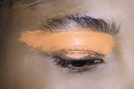 MILAN, ITALY - SEPTEMBER 22: A model is seen backstage ahead of the Byblos Milano show during Milan Fashion Week Spring/Summer 2017 on September 22, 2016 in Milan, Italy.のeditorial素材