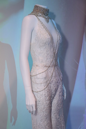 NEW YORK, NY - APRIL 13: Wedding dress presentation during the 2019 RIVINI and ALYNE Collections on April 13, 2018 in New York City.のeditorial素材