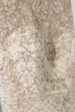 NEW YORK, NY - APRIL 13: Bridal dresses backstage before the Justin Alexander Spring 2019  Bridal Fashion show on April 13, 2018 in New York City.のeditorial素材