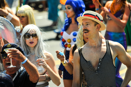 NEW YORK, NY - JUNE 16: People participate in the 36th annual Mermaid Parade in Coney Island on June 16, 2018 in New York City.のeditorial素材