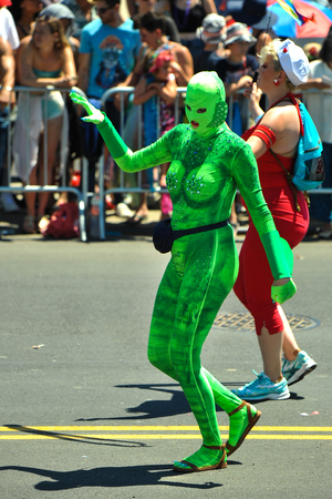NEW YORK, NY - JUNE 16: People participate in the 36th annual Mermaid Parade in Coney Island on June 16, 2018 in New York City.のeditorial素材