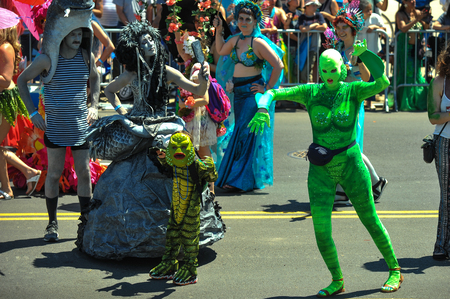 NEW YORK, NY - JUNE 16: People participate in the 36th annual Mermaid Parade in Coney Island on June 16, 2018 in New York City.のeditorial素材