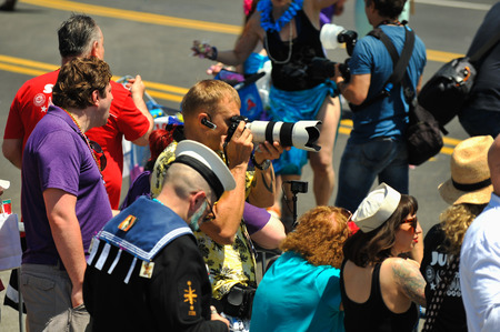 NEW YORK, NY - JUNE 16: People participate in the 36th annual Mermaid Parade in Coney Island on June 16, 2018 in New York City.のeditorial素材
