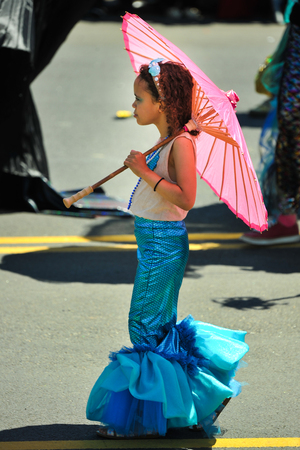 NEW YORK, NY - JUNE 16: People participate in the 36th annual Mermaid Parade in Coney Island on June 16, 2018 in New York City.のeditorial素材