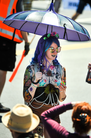 NEW YORK, NY - JUNE 16: People participate in the 36th annual Mermaid Parade in Coney Island on June 16, 2018 in New York City.のeditorial素材