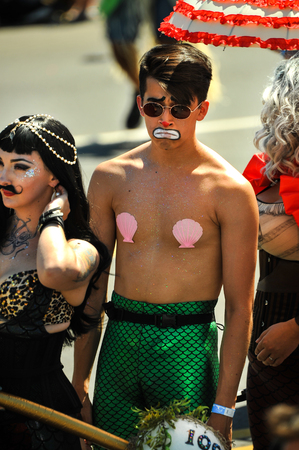 NEW YORK, NY - JUNE 16: People participate in the 36th annual Mermaid Parade in Coney Island on June 16, 2018 in New York City.のeditorial素材