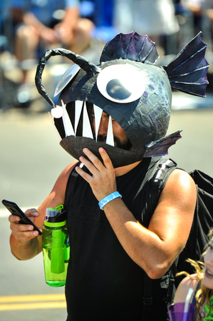 NEW YORK, NY - JUNE 16: People participate in the 36th annual Mermaid Parade in Coney Island on June 16, 2018 in New York City.のeditorial素材