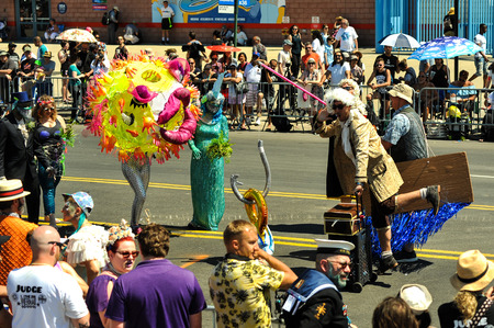 NEW YORK, NY - JUNE 16: People participate in the 36th annual Mermaid Parade in Coney Island on June 16, 2018 in New York City.のeditorial素材