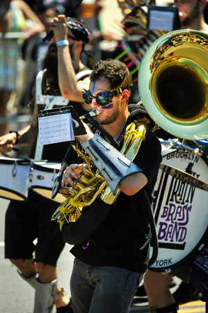 NEW YORK, NY - JUNE 16: People participate in the 36th annual Mermaid Parade in Coney Island on June 16, 2018 in New York City.のeditorial素材