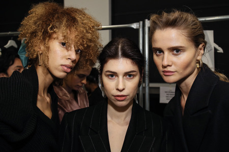 NEW YORK, NY - FEBRUARY 12:general atmospere backstage at the Bevza fashion show during New York Week: The Shows at Gallery at Gallery II at Spring Studios on February 12, 2018 in NYCのeditorial素材