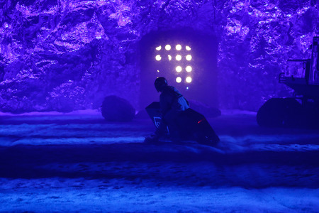 NEW YORK, NY - FEBRUARY 10: A view of the runway with snowmobiles at the Philipp Plein fashion show during New York Fashion Week: The Shows on February 10, 2018 in New York City.のeditorial素材