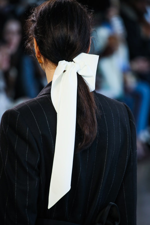 NEW YORK, NY - FEBRUARY 12: A model walks the runway for Bevza during New York Fashion Week: The Shows at Gallery II at Spring Studios on February 12, 2018 in NYC.のeditorial素材