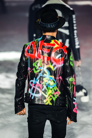 NEW YORK, NY - FEBRUARY 10: A model walks the runway at the Philipp Plein fashion show during New York Fashion Week: The Shows on February 10, 2018 in New York City.のeditorial素材