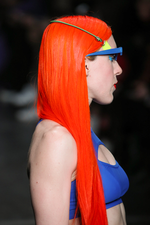 NEW YORK, NY - FEBRUARY 09: A model walks the runway for Chromat during New York Fashion Week: The Shows at Industria Studios on February 9, 2018 in New York City.のeditorial素材