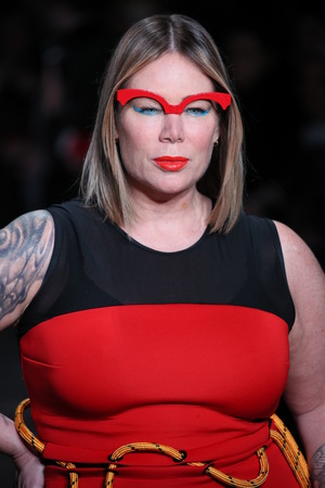 NEW YORK, NY - FEBRUARY 09: A model walks the runway for Chromat during New York Fashion Week: The Shows at Industria Studios on February 9, 2018 in New York City.のeditorial素材