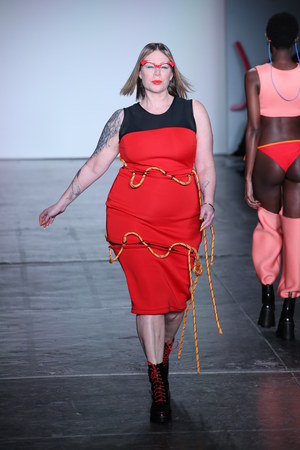 NEW YORK, NY - FEBRUARY 09: A model walks the runway for Chromat during New York Fashion Week: The Shows at Industria Studios on February 9, 2018 in New York City.のeditorial素材